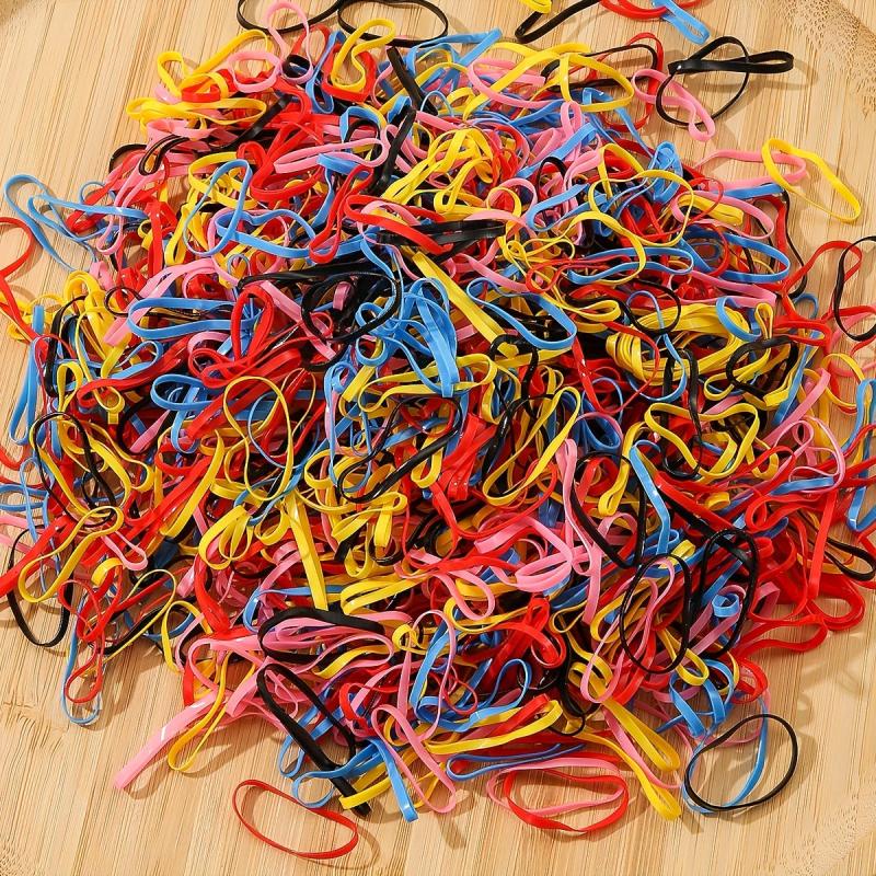1000pcs Colorful Hair Band Mixed Disposable Hair Tie
