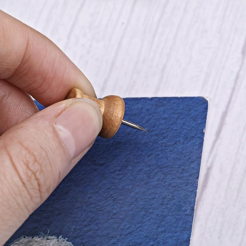 Walnut Wooden Push Pins Thumb Tacks for Bulletin Boards