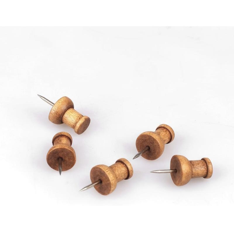 Walnut Wooden Push Pins Thumb Tacks for Bulletin Boards