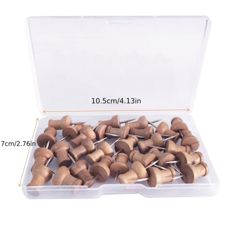 Walnut Wooden Push Pins Thumb Tacks for Bulletin Boards