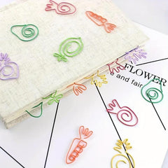 30pc Vegetable Fruit Paper Clip Metal Bookmark