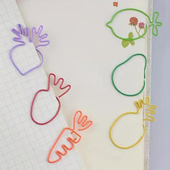 30pc Vegetable Fruit Paper Clip Metal Bookmark