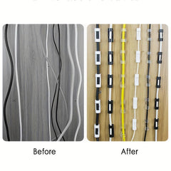 100 Adhesive Cable Clips Desk Cord Organizer Wire Holders For Cable Management
