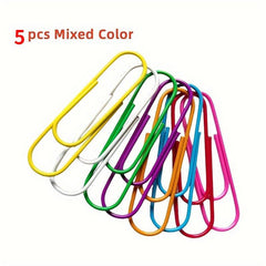 5 Mega Large Multicolored Paper Clips 100mm for Office & School