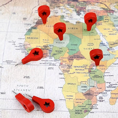 30pcs Red Wood Push Pins Geo Sign Cork Board Decor Office Supplies