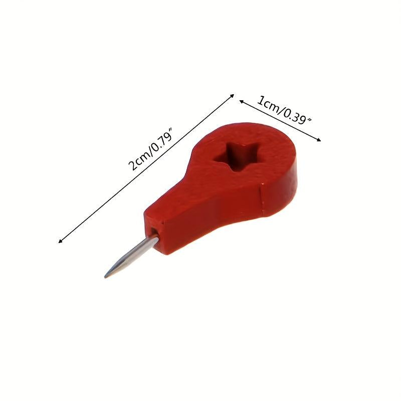30pcs Red Wood Push Pins Geo Sign Cork Board Decor Office Supplies