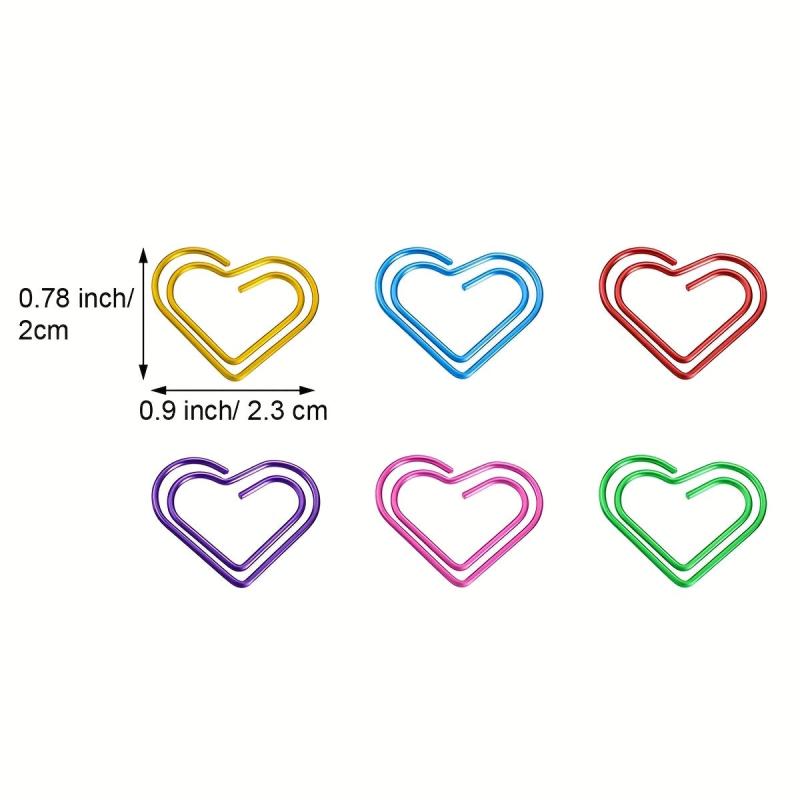 50/100 Multicolor Love Paper Clips School Office Supplies