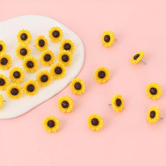 40 Sunflower Push Pins Decorative Cork Board Tacks Flower Thumbtacks