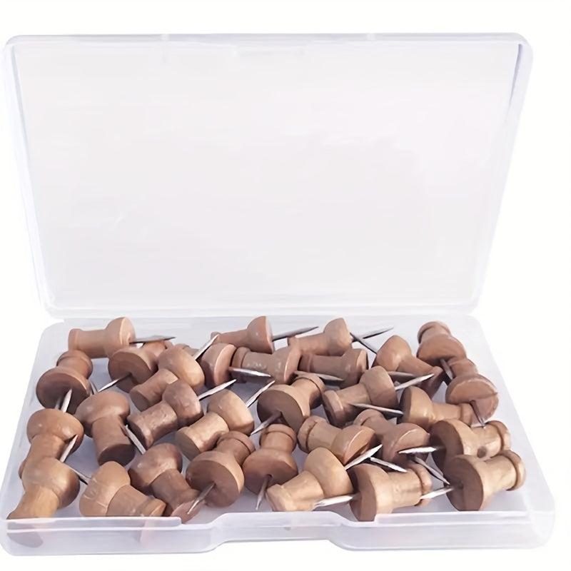 20pcs Wooden Push Pins for Bulletin Boards Decorative Cork Foam Boards