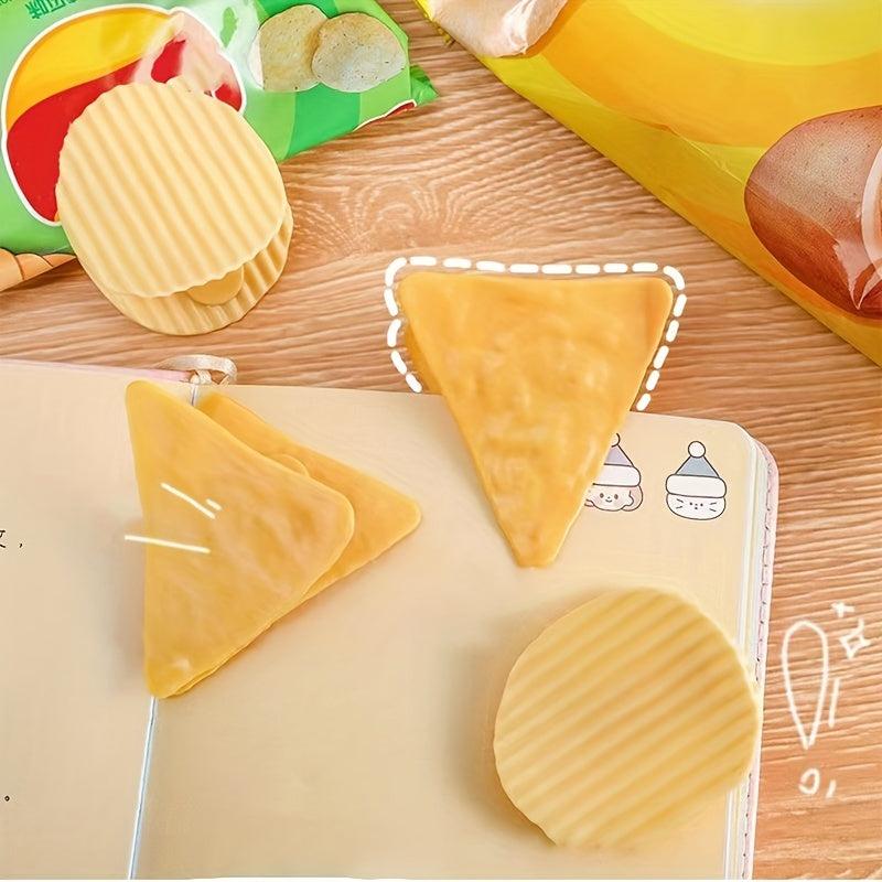 4pcs Potato Chip Shape Plastic Clips Student Office Supplies