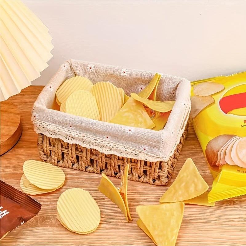 4pcs Potato Chip Shape Plastic Clips Student Office Supplies