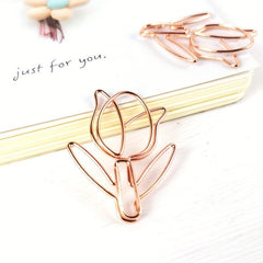3pcs Rose Gold Tulip Paper Clip for Students