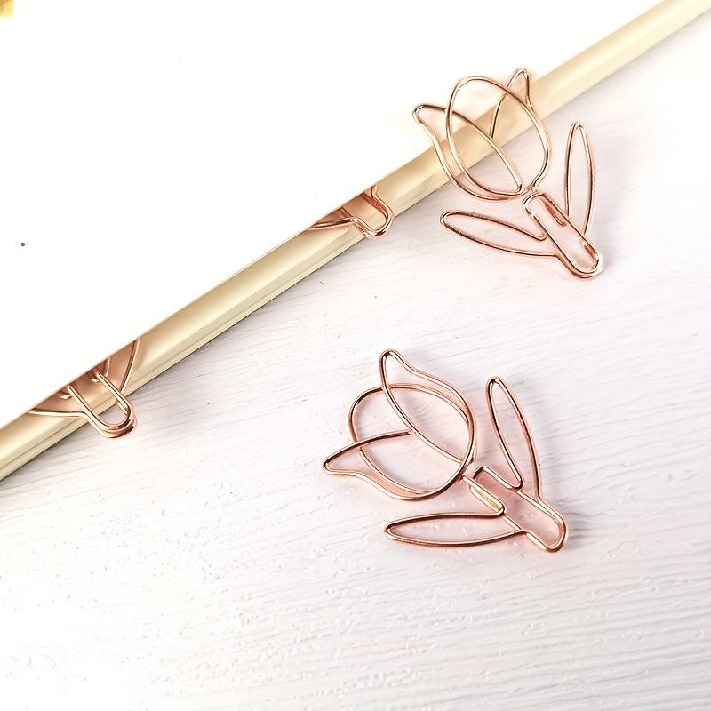 3pcs Rose Gold Tulip Paper Clip for Students