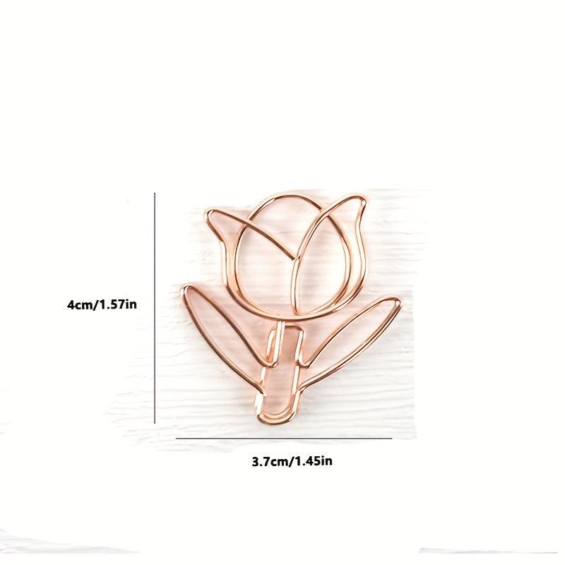 3pcs Rose Gold Tulip Paper Clip for Students