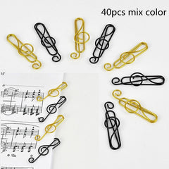 40pcs Music Paper Clips Metal Musical Notes Bookmark Clips