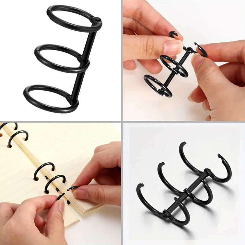4pcs 3-Ring Metal Binder Snap Buckle Travel Diary Photo Album