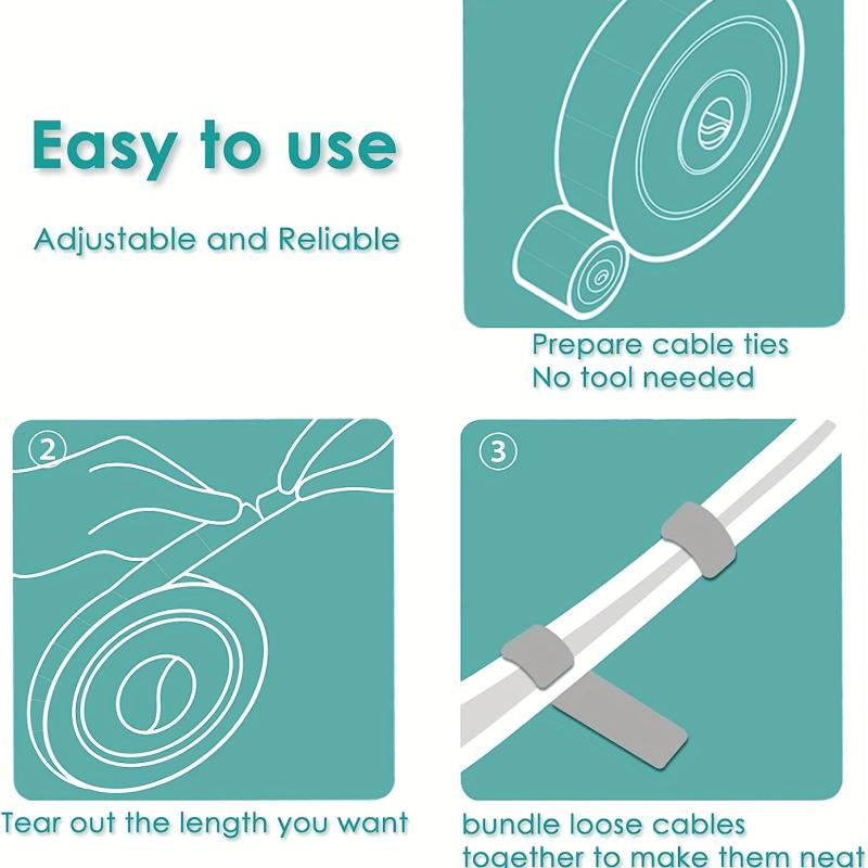 1PC Reusable Hook And Loop Cable Ties Adjustable For Cable Management