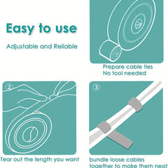 1PC Reusable Hook And Loop Cable Ties Adjustable For Cable Management