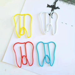 10pcs Dental Shaped Paper Clips Mixed Teeth Bookmarks Metal Document Organi
