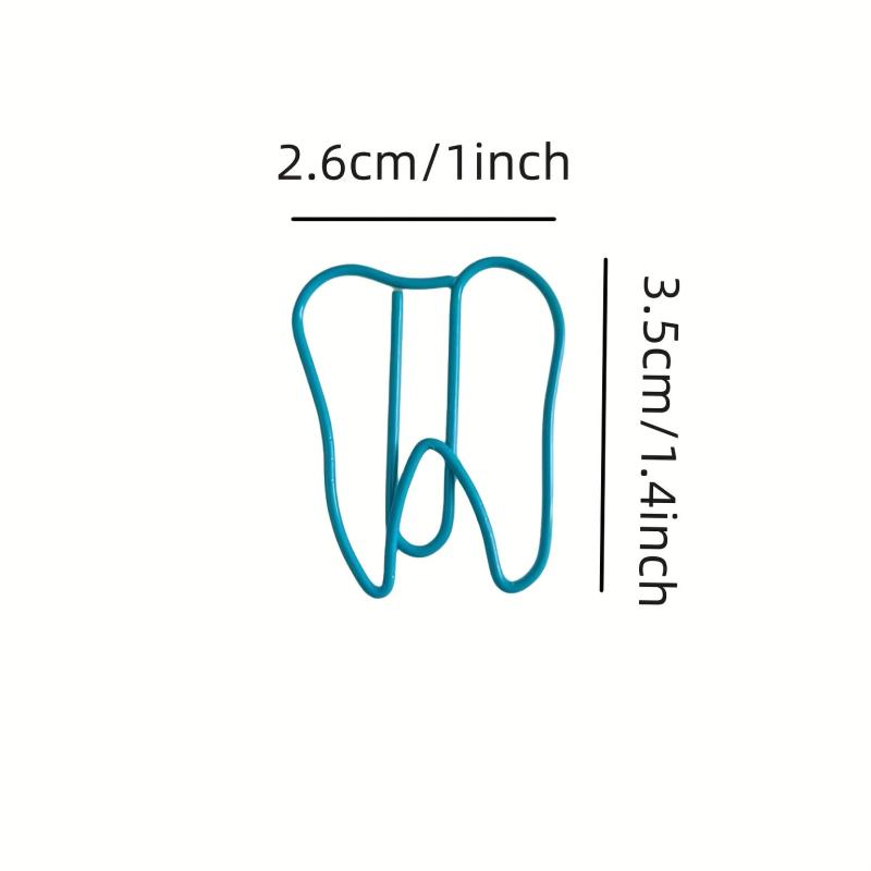10pcs Dental Shaped Paper Clips Mixed Teeth Bookmarks Metal Document Organi