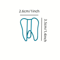 10pcs Dental Shaped Paper Clips Mixed Teeth Bookmarks Metal Document Organi