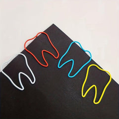 10pcs Dental Shaped Paper Clips Mixed Teeth Bookmarks Metal Document Organi