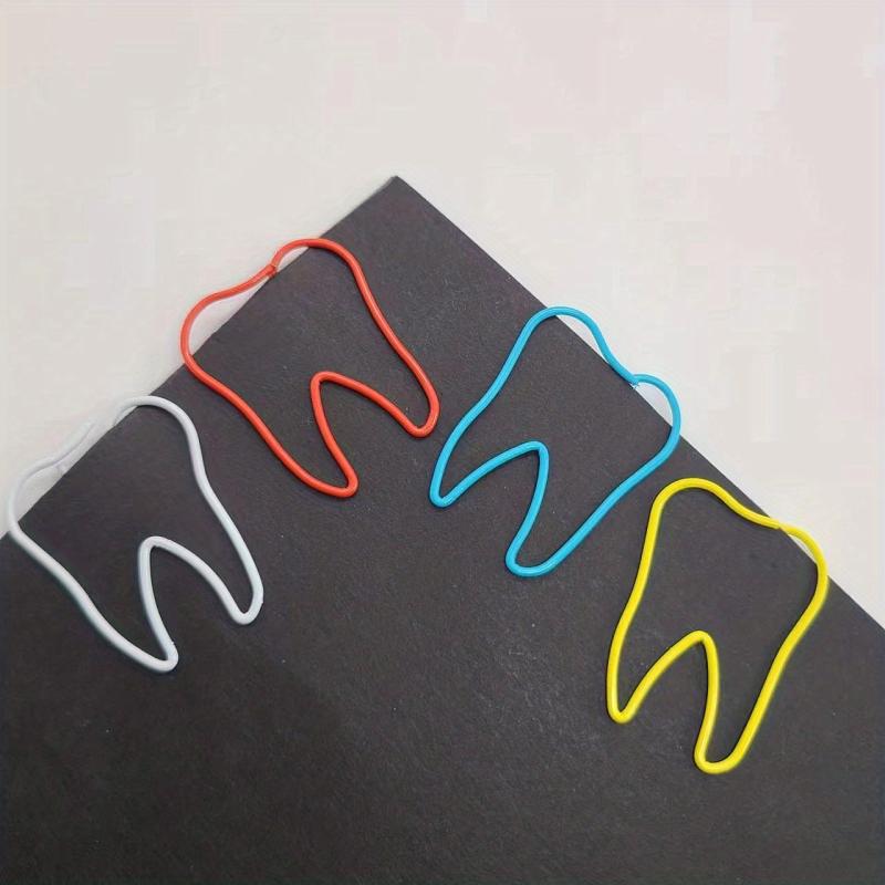 10pcs Dental Shaped Paper Clips Mixed Teeth Bookmarks Metal Document Organi