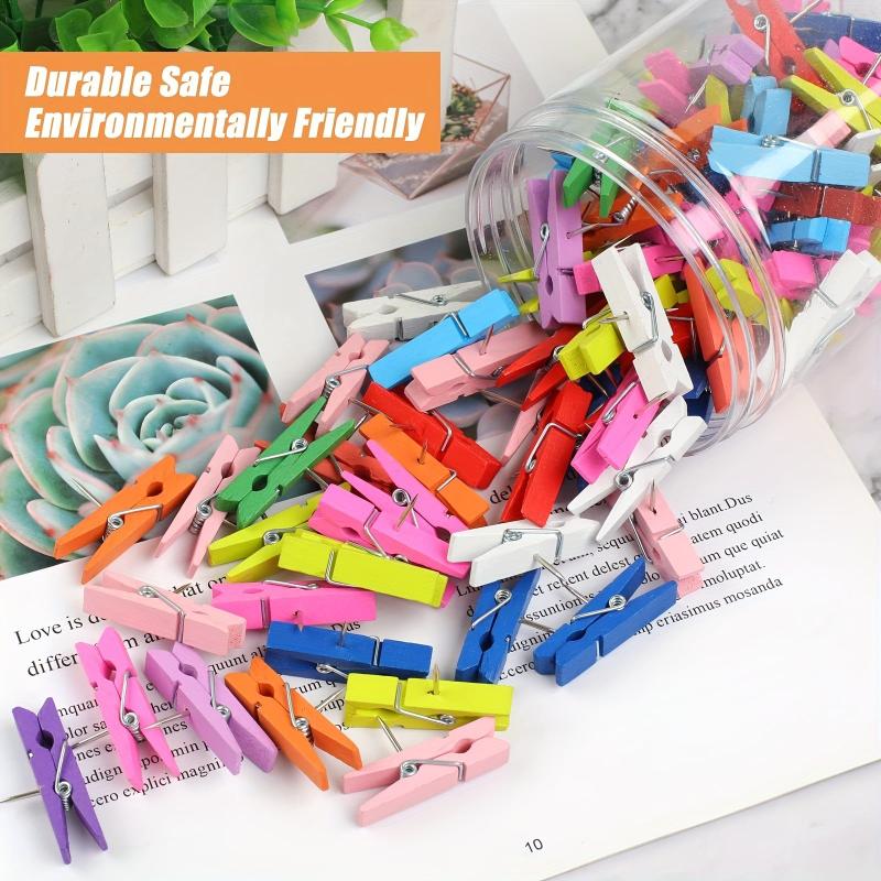 30pcs Colorful Wood Push Pin Clips Multicolored Wooden Crafts Pins