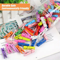 30pcs Colorful Wood Push Pin Clips Multicolored Wooden Crafts Pins