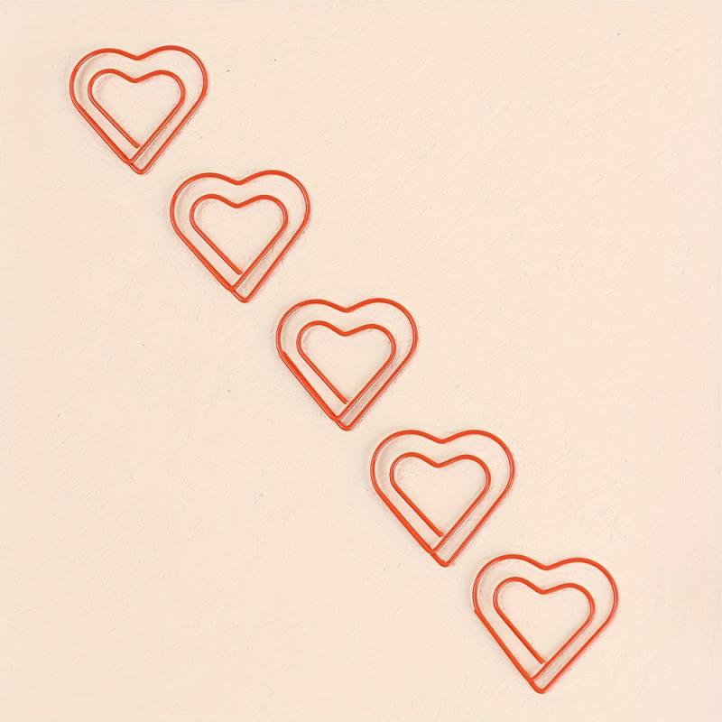 20pcs Rainbow Heart Shaped Paper Clips for Office and School Supplies