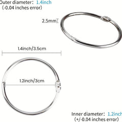 30 PCS Book Rings Nickel Plated Steel Loose Leaf Binder Rings 3.05 cm