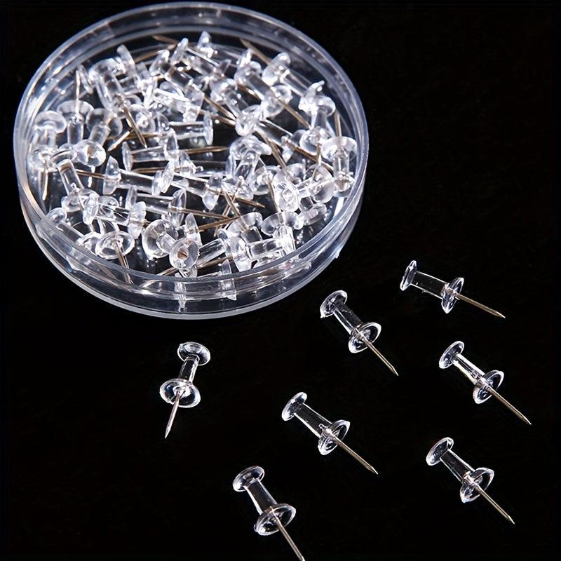 200pcs Small Transparent Plastic Nail Photo Wall Picture Deco Pushpins