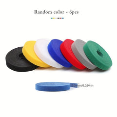 6pcs Adhesive Hook Loop Fastener Wrap Tape 10mm 1m Self Adhesive Tape