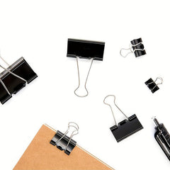 100pcs Binder Clips Paper Clamps Assorted Sizes 6 Sizes In A Pack