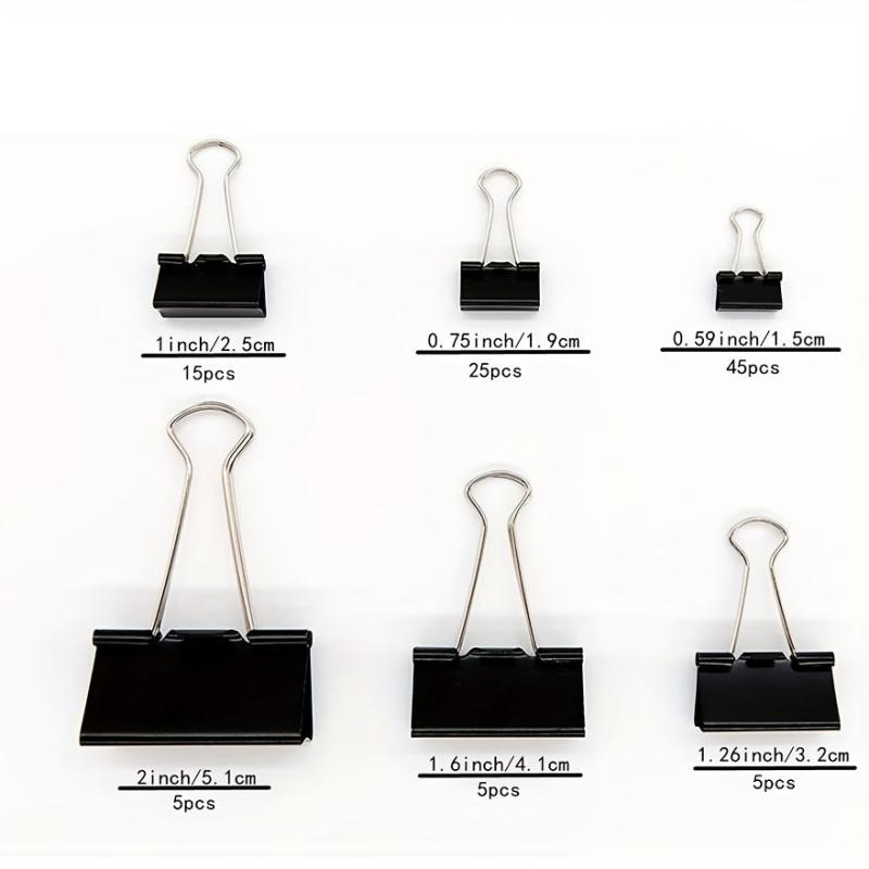 100pcs Binder Clips Paper Clamps Assorted Sizes 6 Sizes In A Pack