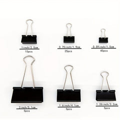 100pcs Binder Clips Paper Clamps Assorted Sizes 6 Sizes In A Pack