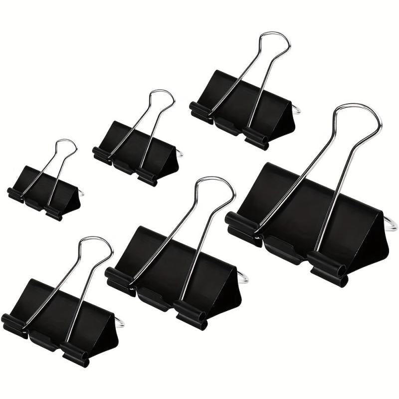 100pcs Binder Clips Paper Clamps Assorted Sizes 6 Sizes In A Pack