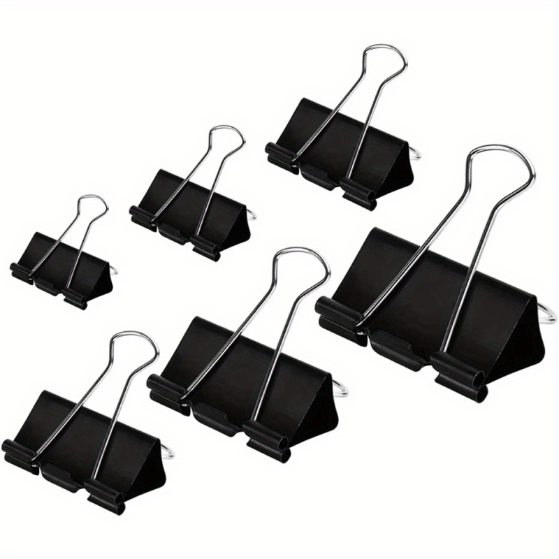 100pcs Binder Clips Paper Clamps Assorted Sizes 6 Sizes In A Pack