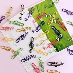 20pcs Colorful Musical Note Paper Clip Bookmark Stationery
