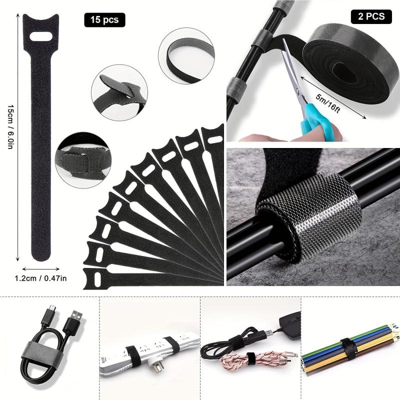 173 Pcs Cable Management Organizer Kit w/ Cable Sleeve, Clips & Ties