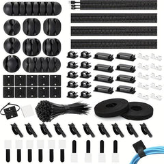 173 Pcs Cable Management Organizer Kit w/ Cable Sleeve, Clips & Ties