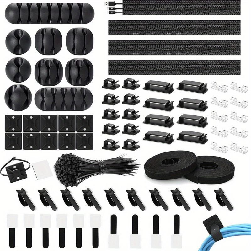 173 Pcs Cable Management Organizer Kit w/ Cable Sleeve, Clips & Ties