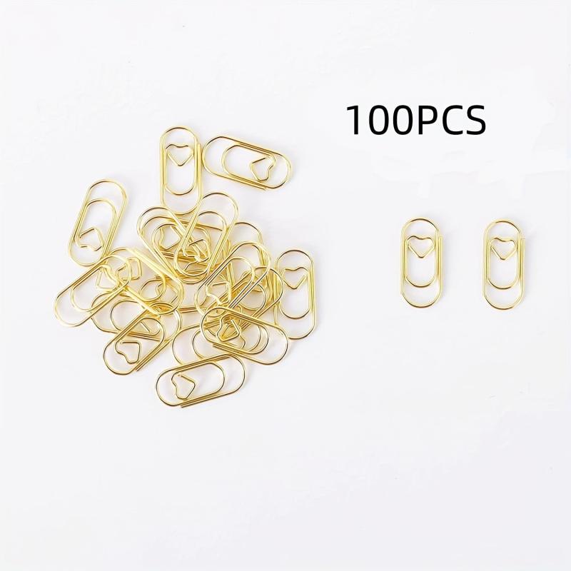 100pcs Mini Smooth Steel Heart Shaped Paperclips 0.79 Inch