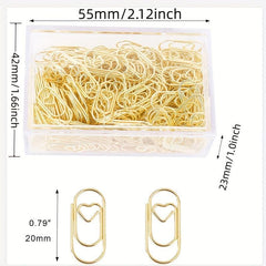 100pcs Mini Smooth Steel Heart Shaped Paperclips 0.79 Inch
