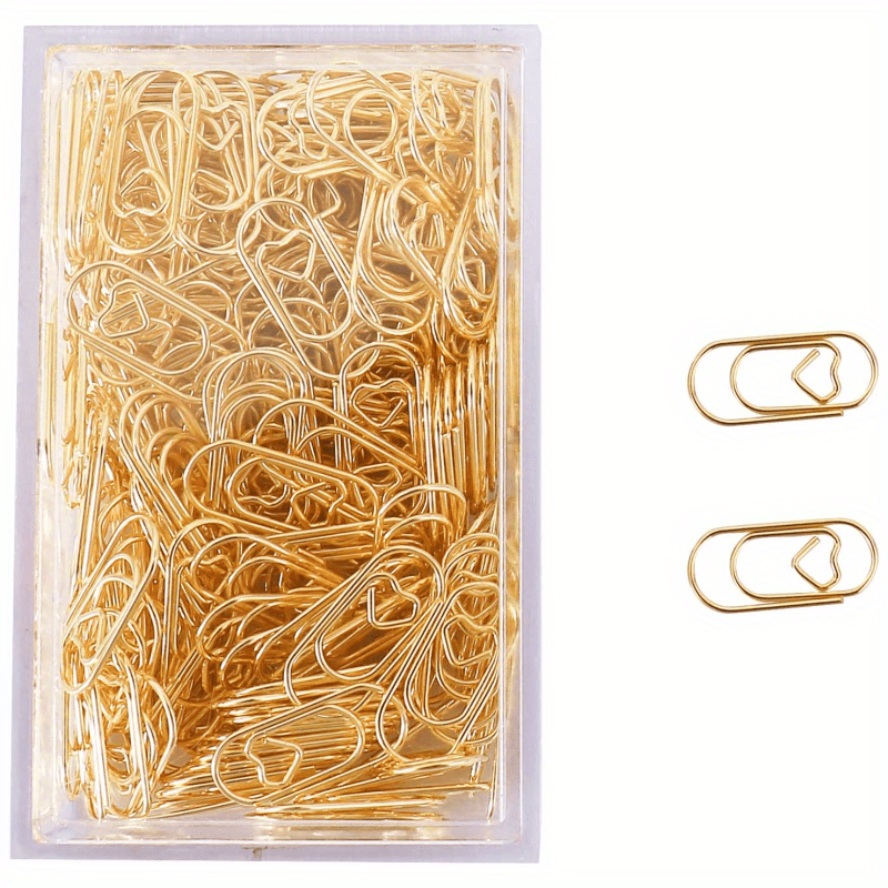 100pcs Mini Smooth Steel Heart Shaped Paperclips 0.79 Inch