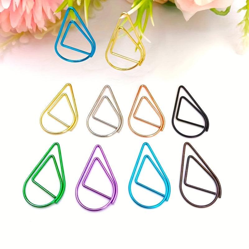20pcs Colorful Drop Shaped Paperclips for Office & School