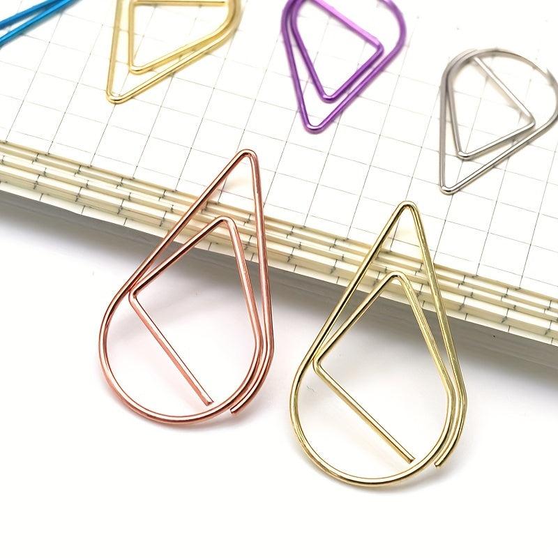 20pcs Colorful Drop Shaped Paperclips for Office & School