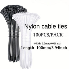 100mm Nylon Cable Ties 100pcs Pack Self-locking Plastic Binding