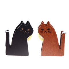 Vintage Cat Tape Dispenser - Wooden Manual Packing Tool