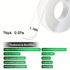 1pc Double Sided Tape Transparent Nano Adhesive Sticker